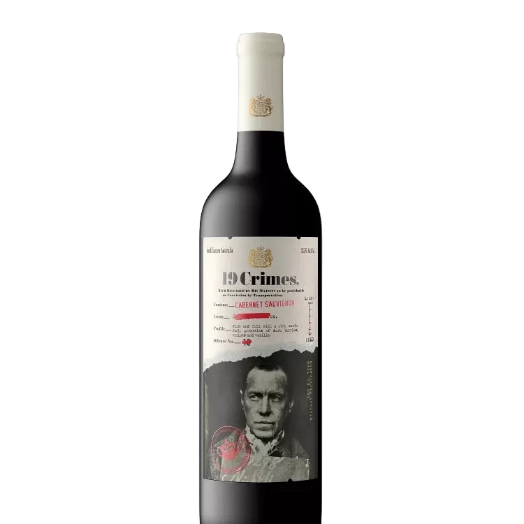 19 Crimes Cabernet Sauvignon 750 ML red wine bottle with bold black label