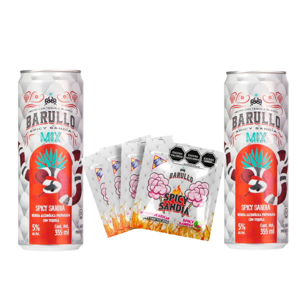 Buy Barullo Mix Drink Can 2x355ml & Dulce Barullo Algodón De Azúcar Sandía Spicy 4-Pack Bundle - Bottle Shipping 