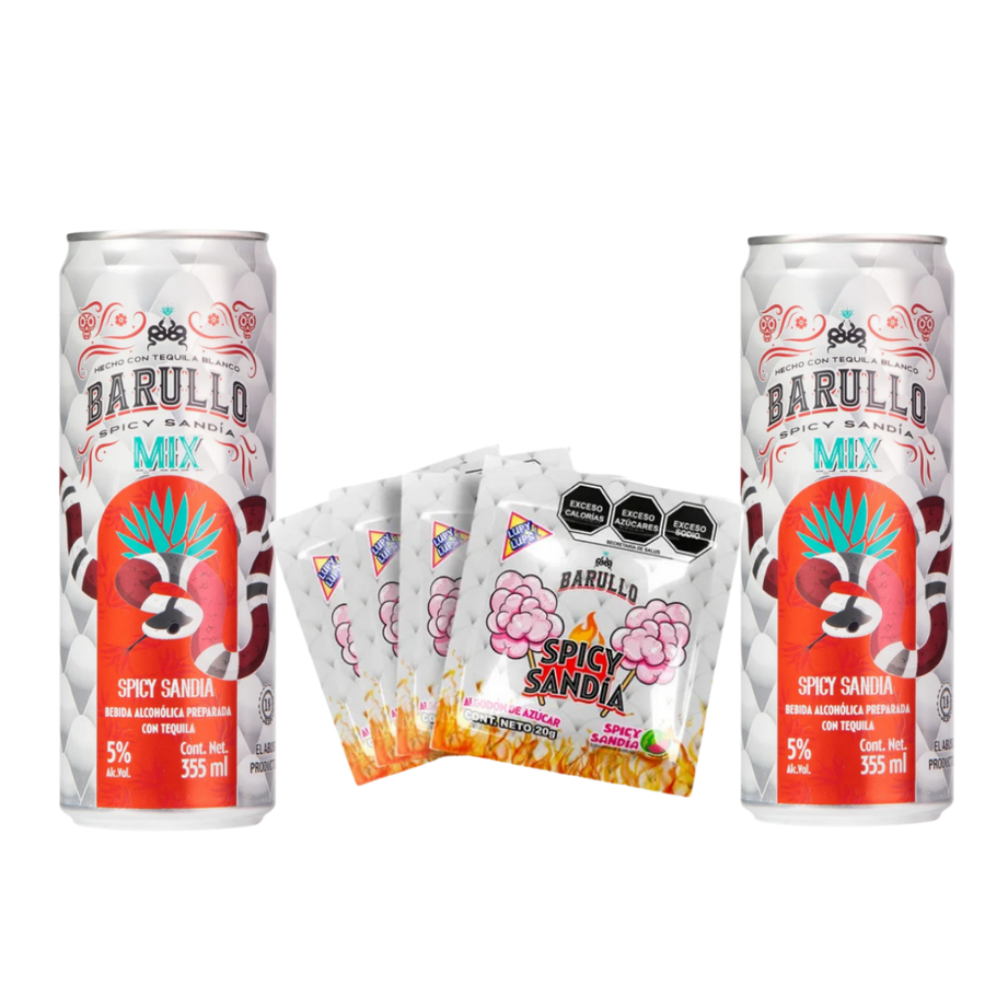 Buy Barullo Mix Drink Can 2x355ml & Dulce Barullo Algodón De Azúcar Sandía Spicy 4-Pack Bundle - Bottle Shipping 