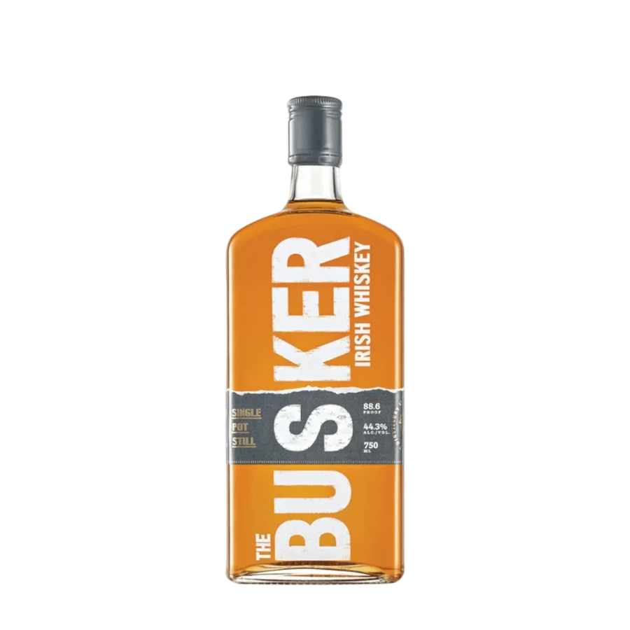 Busker Single Pot Still Whiskey 750 ML Irish whiskey bottle with traditional pot still label