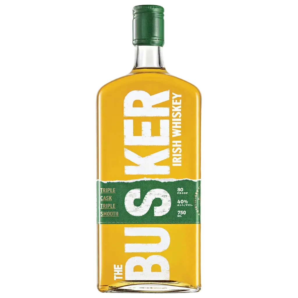 Busker Irish Whiskey 750 ml bottle golden label premium Irish whiskey bottle