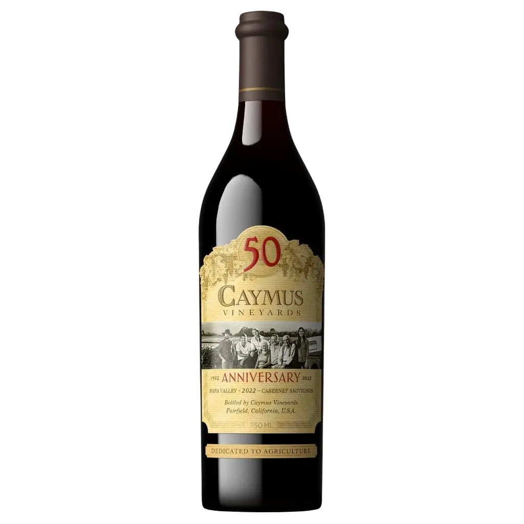 Caymus Vineyards Anniversary 750 ML Napa Valley Cabernet Sauvignon wine bottle