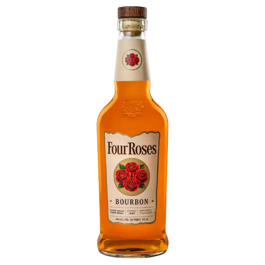 Four Roses Straight Bourbon Whiskey 750 ML Kentucky straight bourbon bottle with yellow label