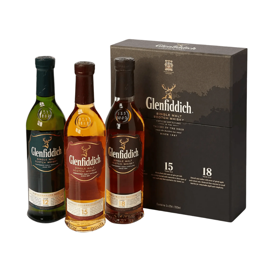 Glenfiddich Single Malt Scotch Whisky Trio Gift Set 3 x 200ml | Bottle Shipping 