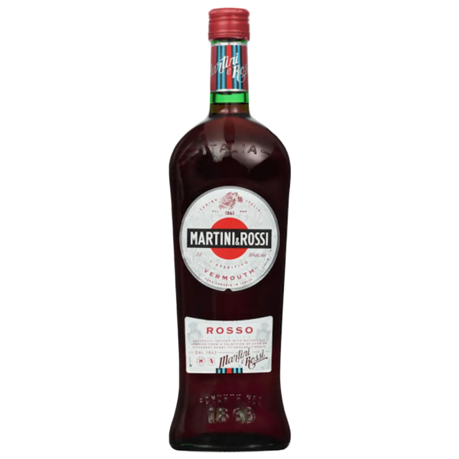 Martini & Rossi Rosso Vermouth 1 liter bottle with red label, classic Italian sweet vermouth for cocktails