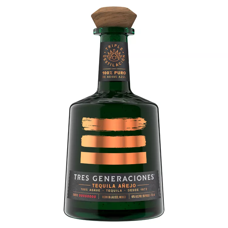 Bottle of Tres Generaciones Tequila on a white background