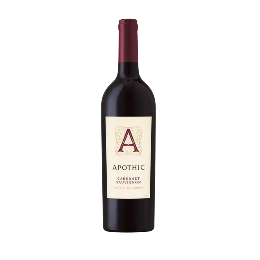 Apothic Cabernet Sauvignon red wine bottle with dark label, premium California full-bodied wine