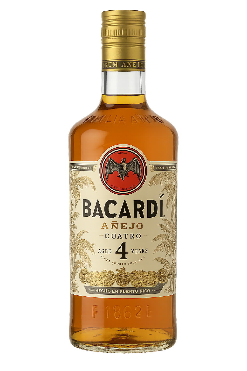 Bacardi 4 Year Añejo Rum 750ML premium aged Puerto Rican gold rum bottle