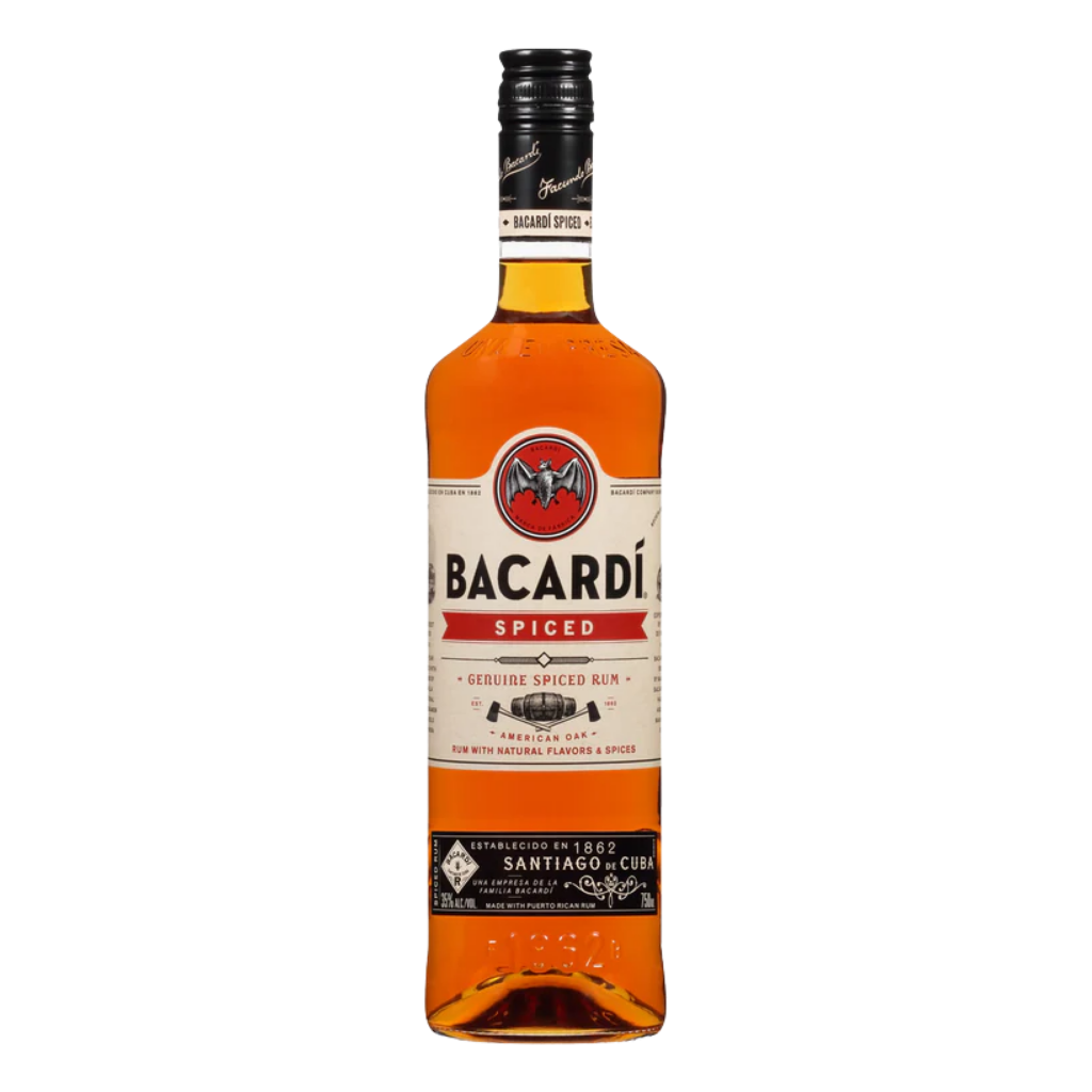 Bacardi Oakheart Smooth Spiced Rum 750ML bottle with amber color liquid and branded label