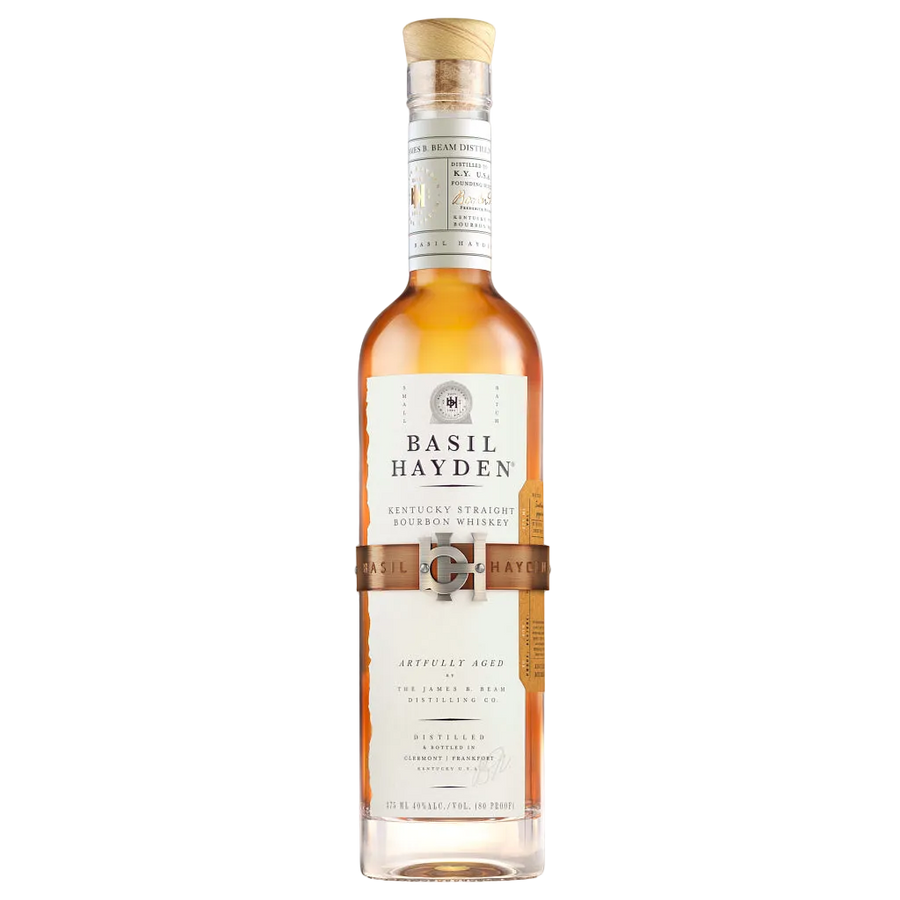 Basil Hayden’s Bourbon 375 ML premium Kentucky straight bourbon whiskey bottle with signature label and tall slender design