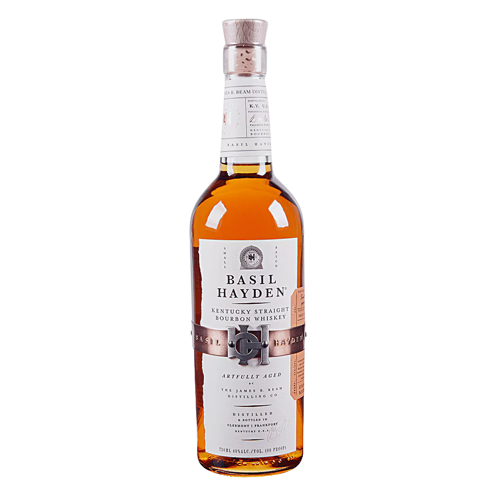Basil Hayden’s Kentucky Straight Bourbon Whiskey 750ML premium Kentucky bourbon bottle with signature belt label
