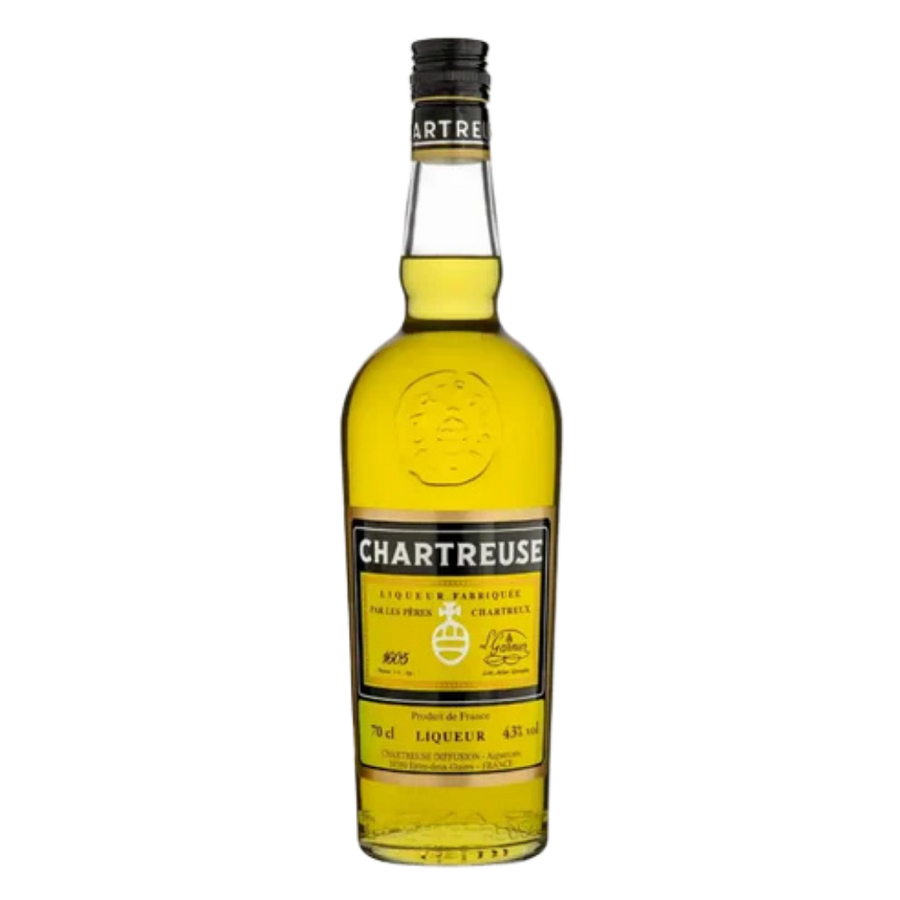 Chartreuse Yellow Liqueur bottle French herbal liqueur golden yellow