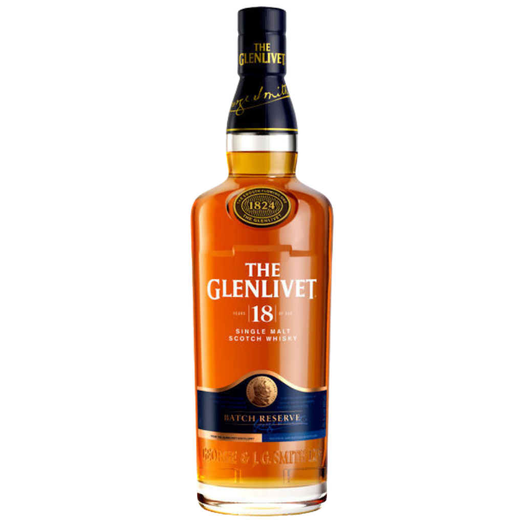 Glenlivet 18 Year 750ML single malt Scotch whisky bottle with golden amber color and premium packaging.