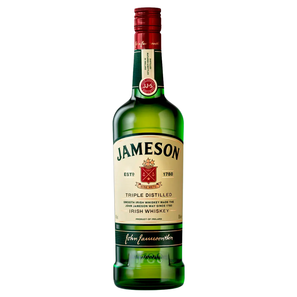 Jameson Irish Whiskey 750ml bottle with green glass and classic cream label