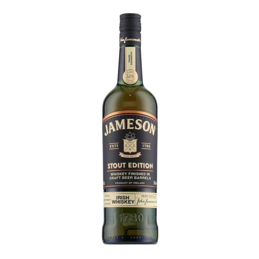 Jameson Stout Edition Irish Whiskey 750ML bottle with green glass and stout barrel finish label