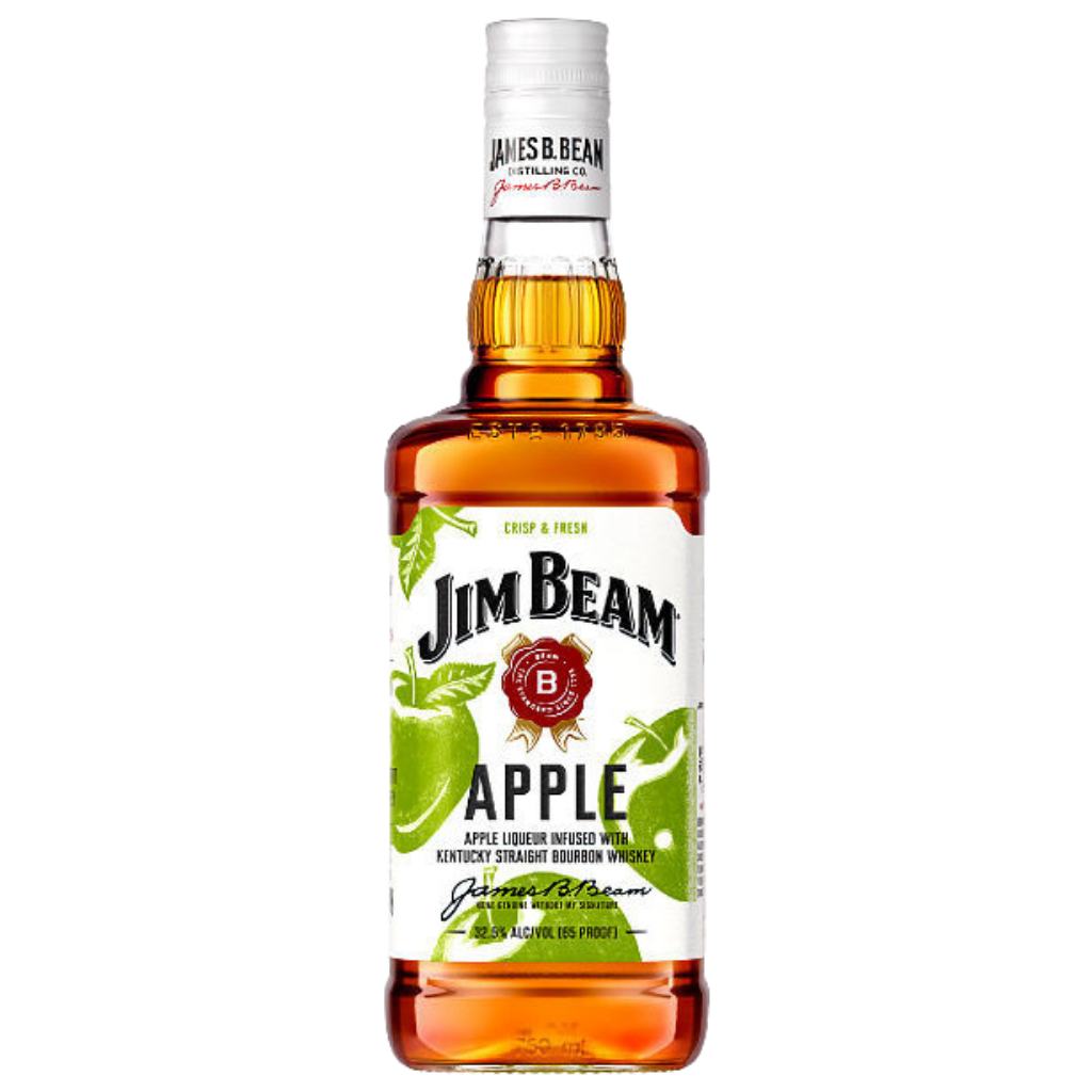 Jim Beam Apple Flavored Whiskey 750 ML bottle with green label Kentucky bourbon whiskey