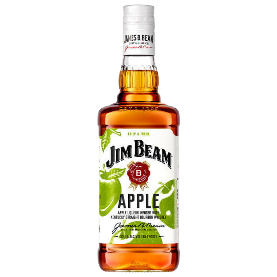 Jim Beam Apple Flavored Whiskey 750 ML bottle with green label Kentucky bourbon whiskey