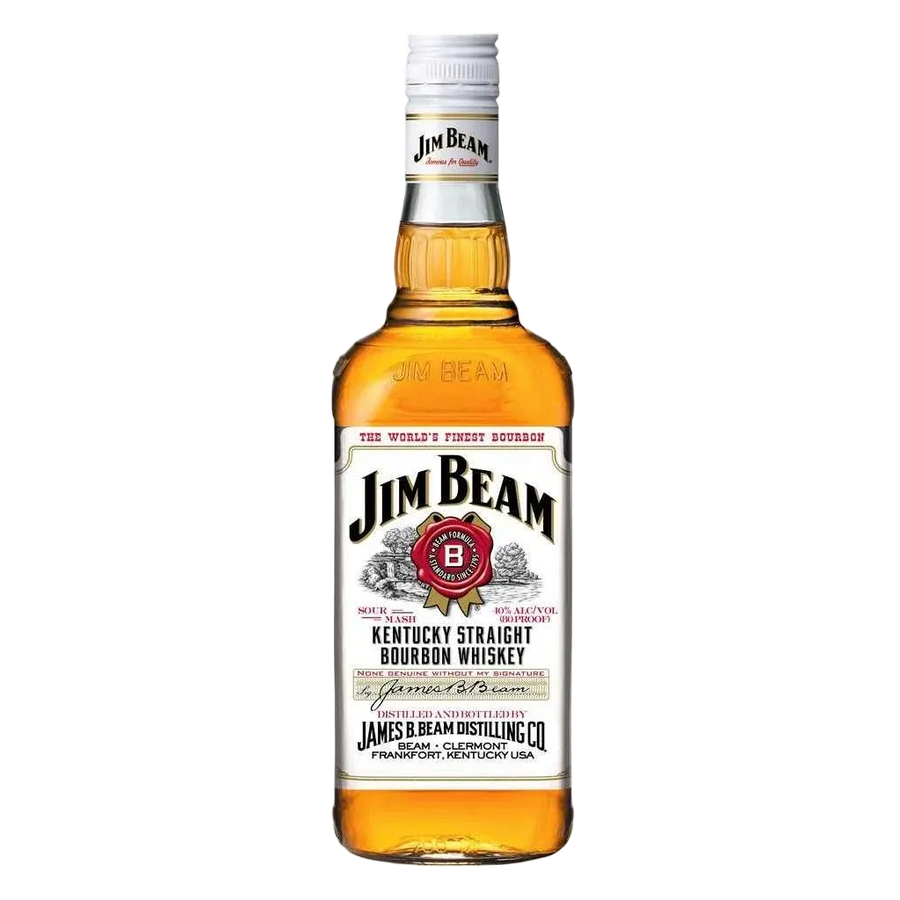 Jim Beam Original Bourbon Whiskey 80 Proof 750ml bottle with classic white label and golden amber bourbon inside