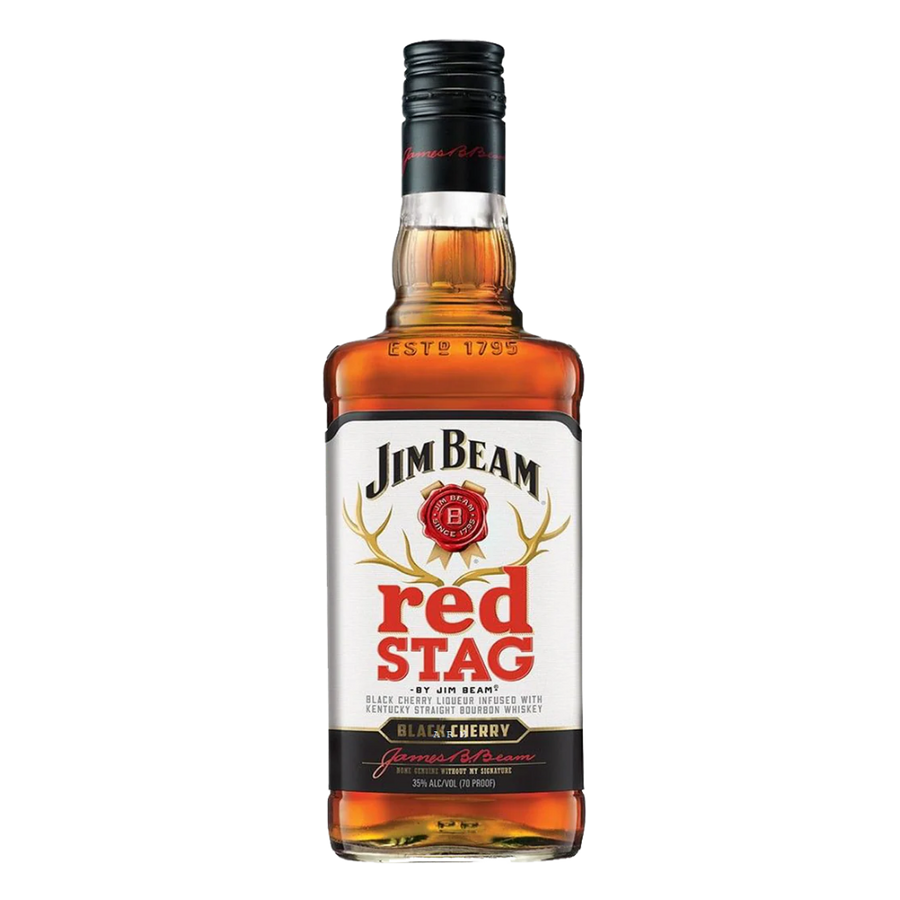 Jim Beam Red Stag 750ml Kentucky straight bourbon whiskey infused with black cherry flavor in glass bottle