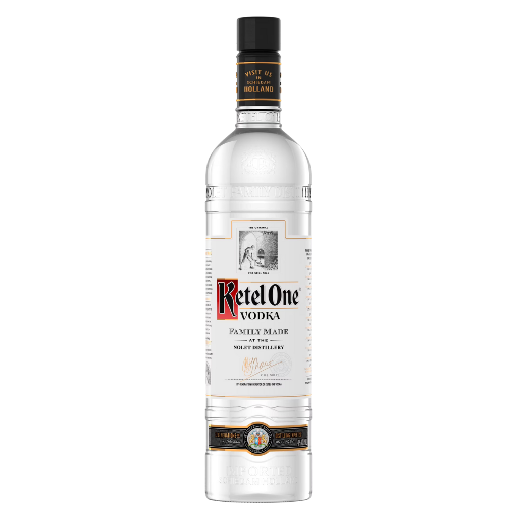 Ketel One Vodka premium Dutch vodka bottle with label, 750ml, smooth wheat vodka for cocktails