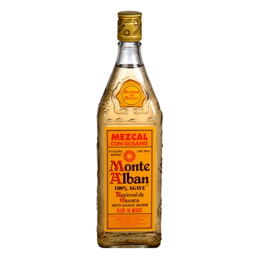 Monte Alban 100% Agave Mezcal Tequila 750 ML bottle with traditional label and authentic Oaxacan packaging