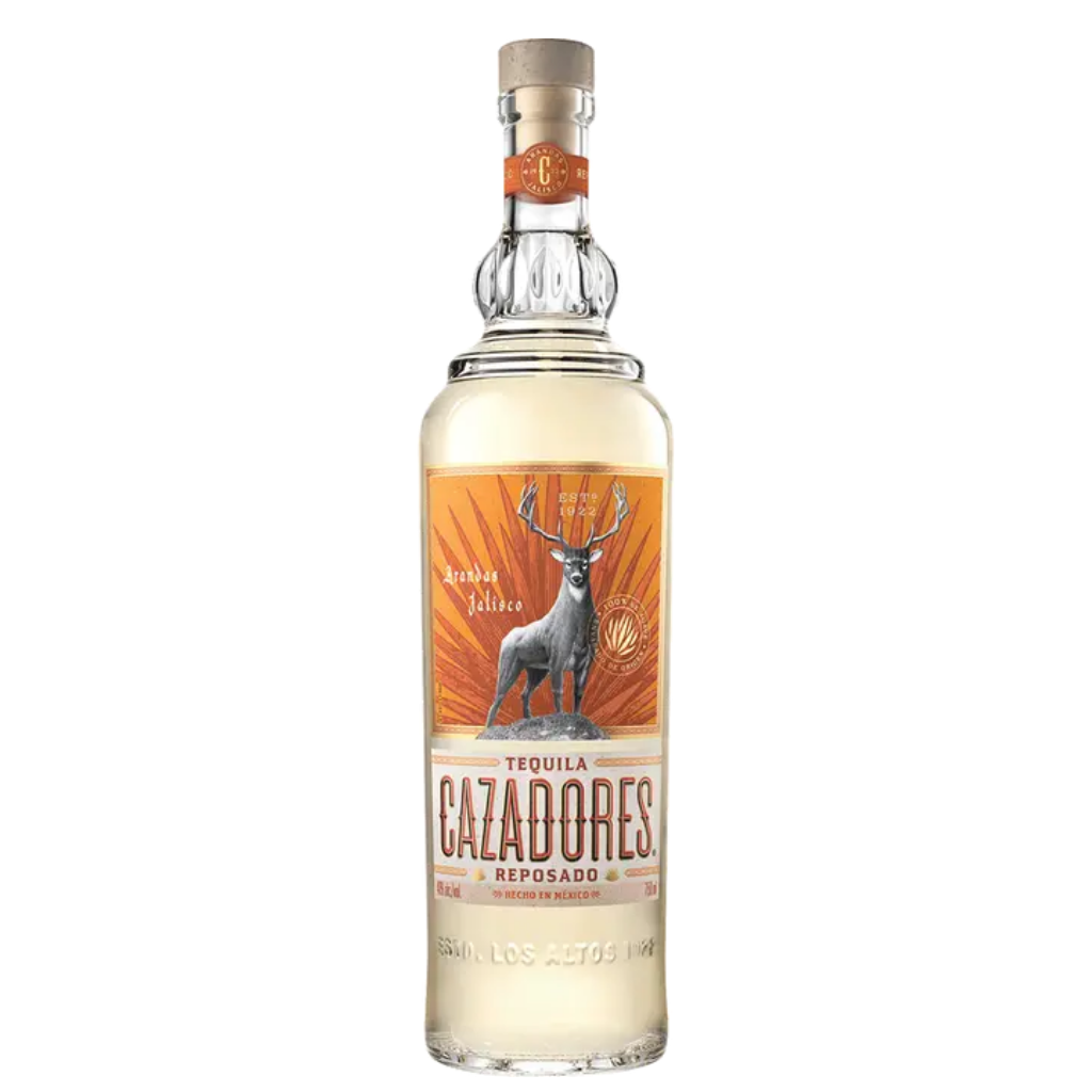 Tequila Cazadores Reposado 750 ML bottle made from 100% Blue Weber Agave aged in oak barrels from Jalisco Mexico
