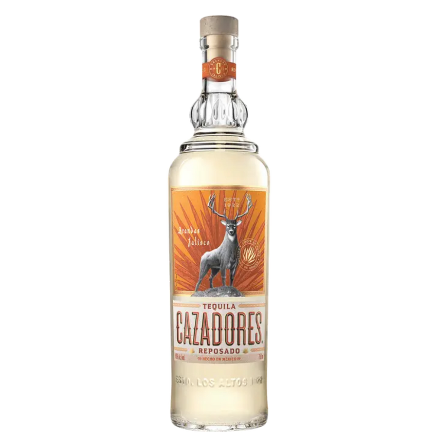 Tequila Cazadores Reposado 750 ML bottle made from 100% Blue Weber Agave aged in oak barrels from Jalisco Mexico